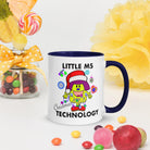 Personalised Christmas Tech Mug with Colour Handle and Inside. Women in Technology Xmas Mug. Customised Mug with name Dark Blue