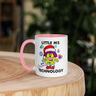 Personalised Christmas Tech Mug with Colour Handle and Inside. Women in Technology Xmas Mug. Customised Mug with name Pink