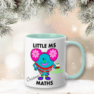 Personalised Christmas Maths Mug with Colour Handle and Inside. Women in Mathematics Xmas Mug. Customised Mug with name Mint