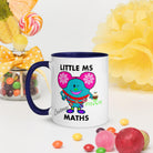 Personalised Christmas Maths Mug with Colour Handle and Inside. Women in Mathematics Xmas Mug. Customised Mug with name Dark Blue