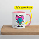 Personalised Christmas Maths Mug with Colour Handle and Inside. Women in Mathematics Xmas Mug. Customised Mug with name