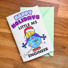 Women in Engineering Christmas Card. Engineer Xmas Greetings. Holiday Woman Engineer Card