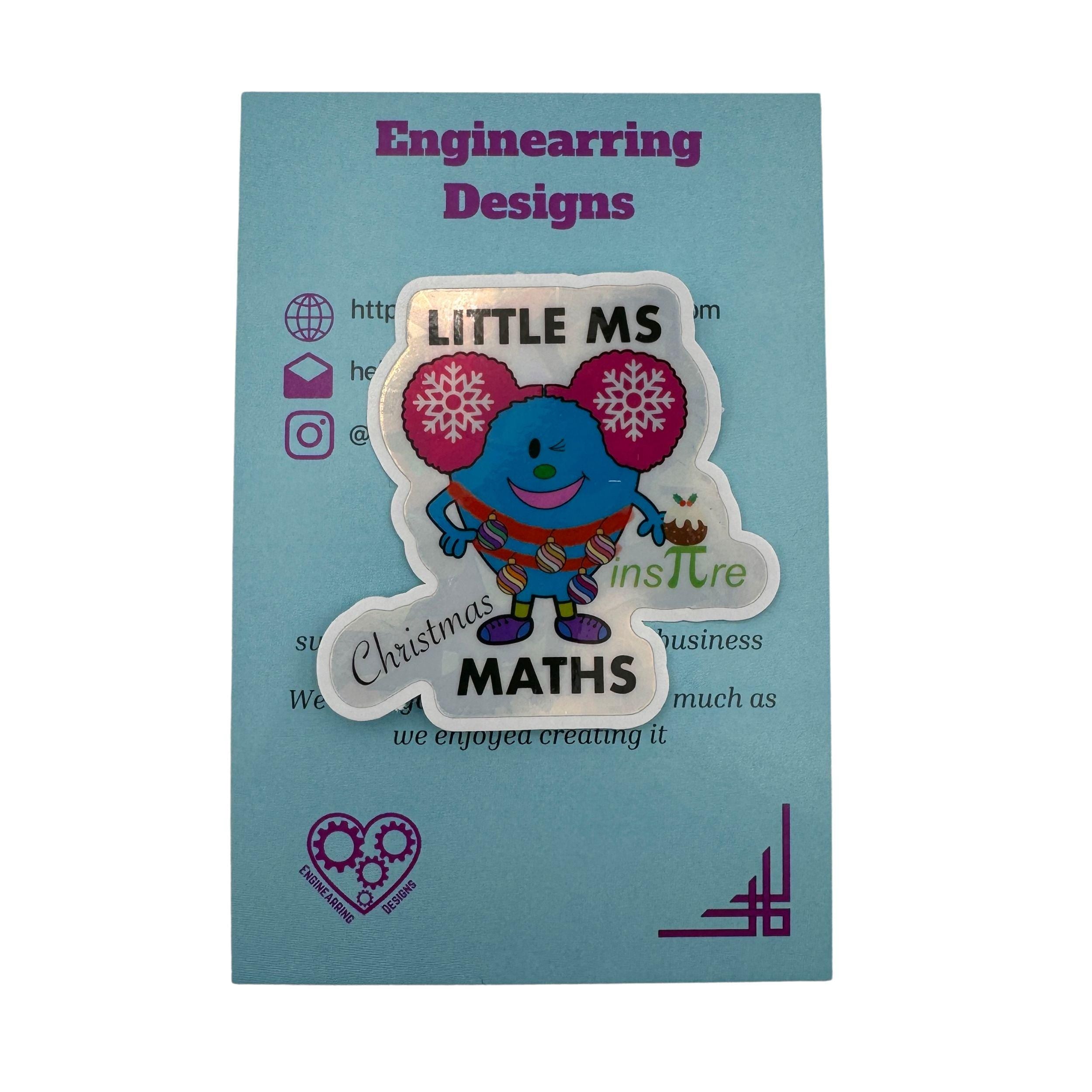 Little Ms Maths Vinyl Christmas Sticker. STEMinist Holographic decal - Women and Girls in Science and Engineering