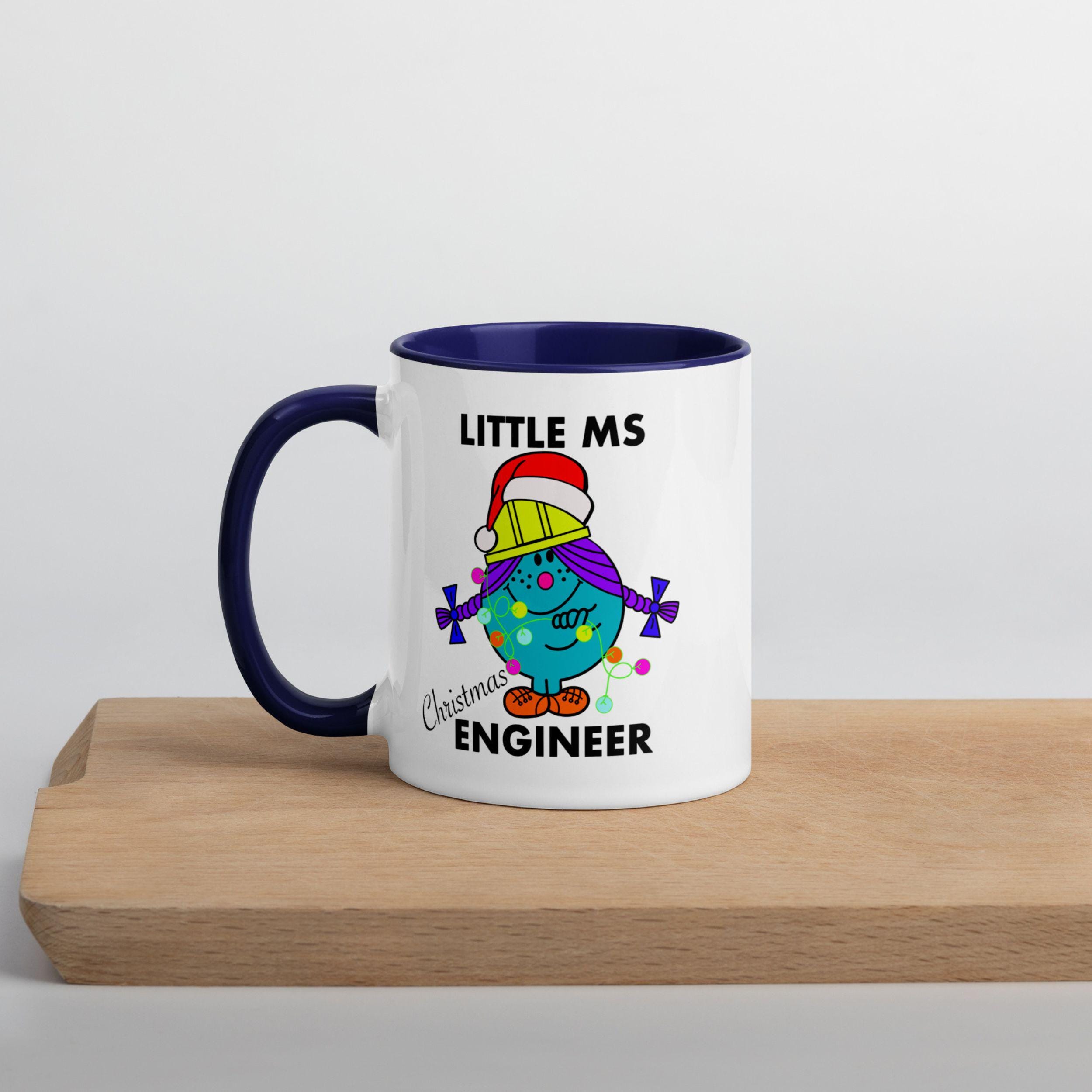 Personalised Christmas Engineer Mug with Colour Handle and Inside. Women in Engineering Xmas Mug