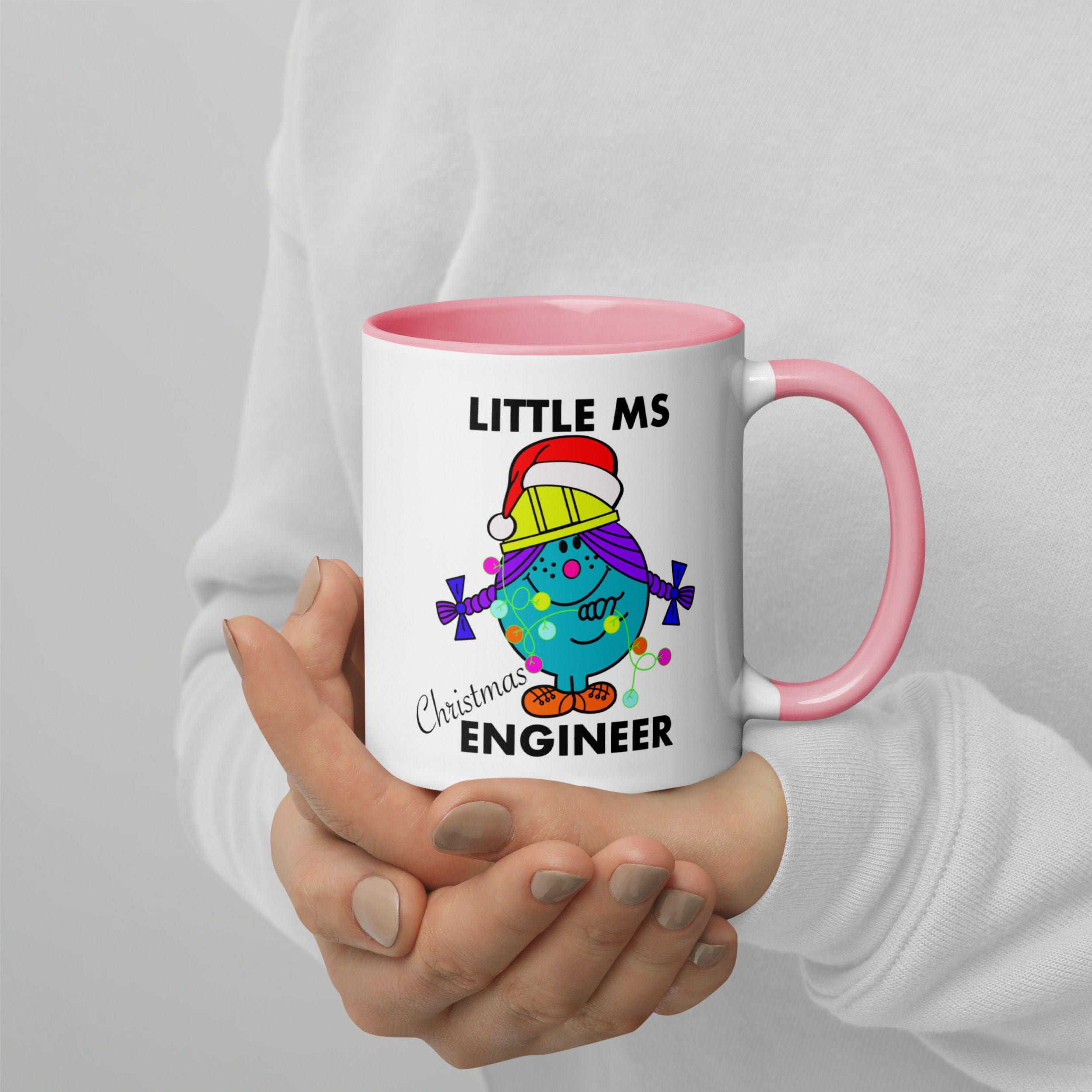 Personalised Christmas Engineer Mug with Colour Handle and Inside. Women in Engineering Xmas Mug