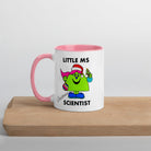 Personalised Christmas Scientist Mug with Colour Handle and Inside. Women in Science Xmas Mug. Customised Mug with name