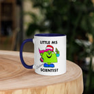 Personalised Christmas Scientist Mug with Colour Handle and Inside. Women in Science Xmas Mug. Customised Mug with name Dark Blue