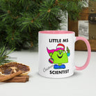 Personalised Christmas Scientist Mug with Colour Handle and Inside. Women in Science Xmas Mug. Customised Mug with name Pink