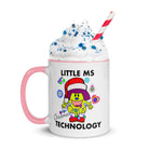 Personalised Christmas Tech Mug with Colour Handle and Inside. Women in Technology Xmas Mug. Customised Mug with name