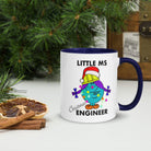 Personalised Christmas Engineer Mug with Colour Handle and Inside. Women in Engineering Xmas Mug Dark Blue