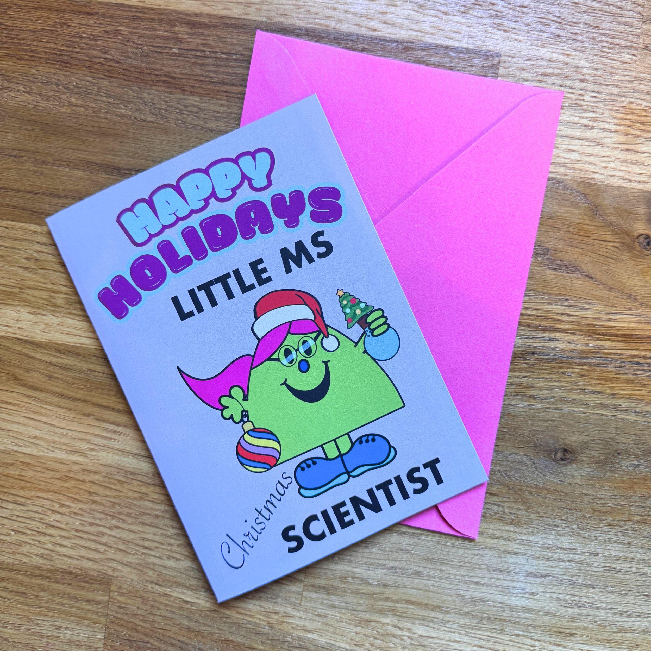 Women in Science Christmas Card. Woman Scientist Xmas Greetings