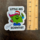 Little Ms Scientist Christmas Vinyl Sticker. STEMinist Holographic decal - Women and Girls in Science and Engineering