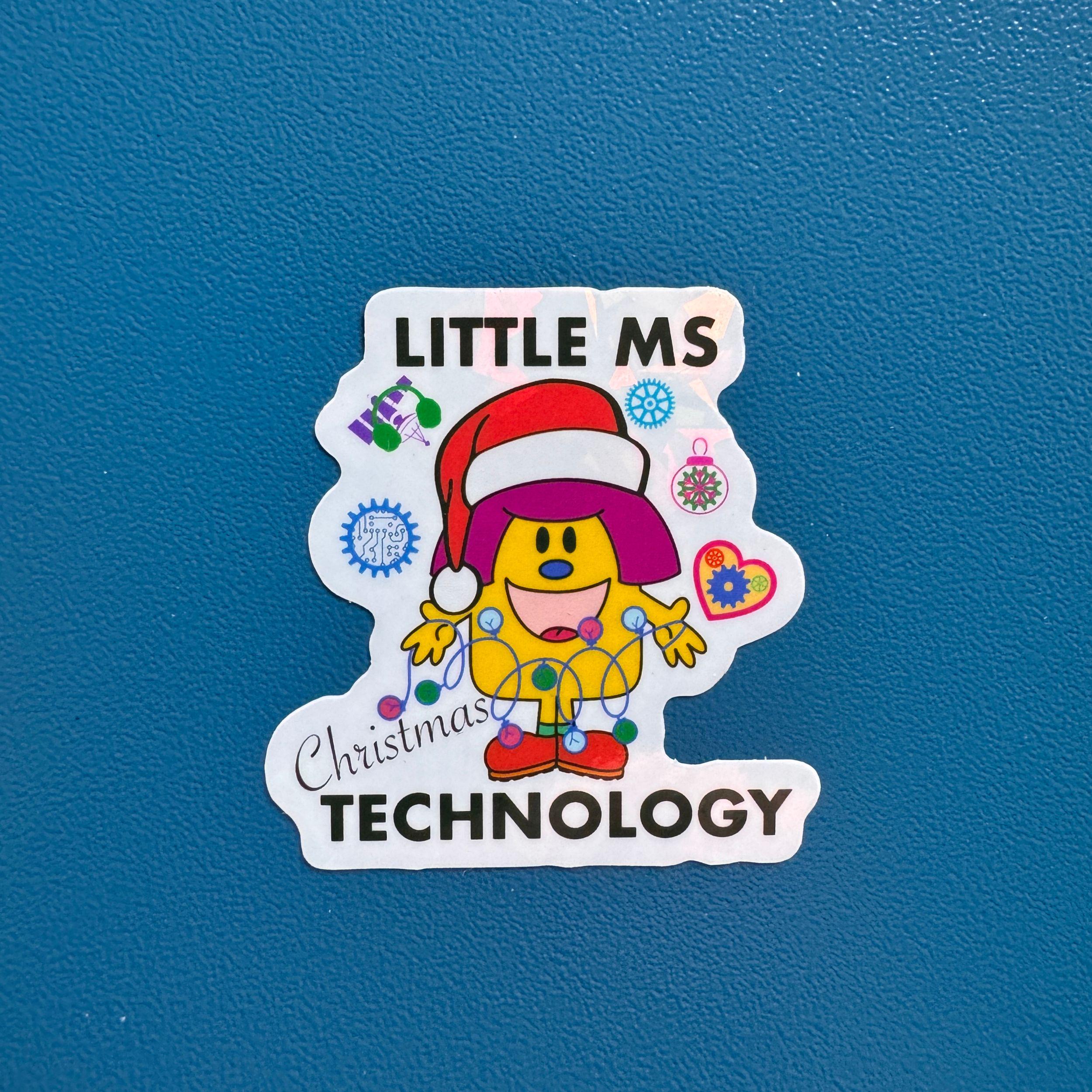 Little Ms Technology Christmas Vinyl Sticker. STEMinist Holographic decal - Women and Girls in Science, Technology and Engineering