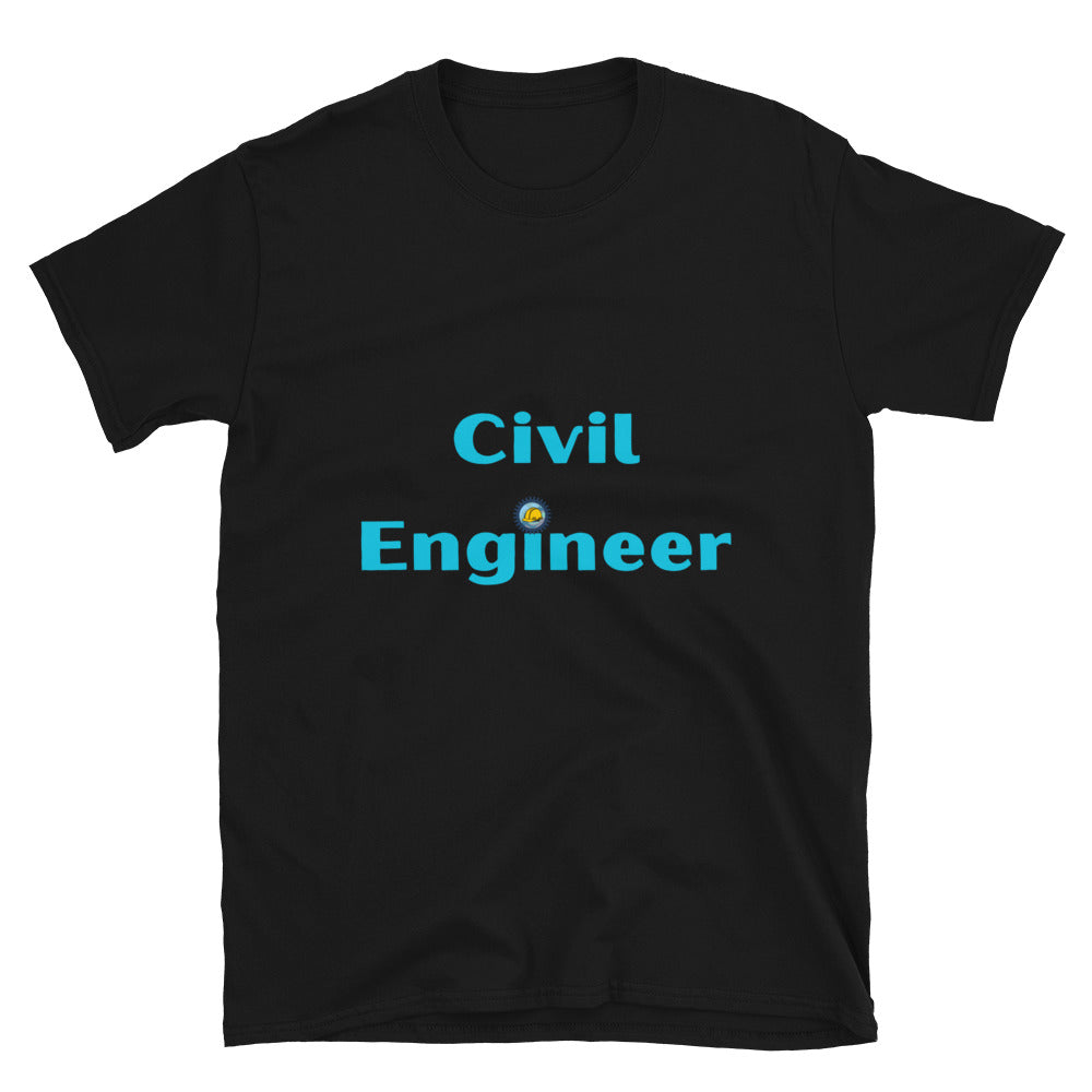 Civil Engineer Cogs and Hardhat T-shirt Black