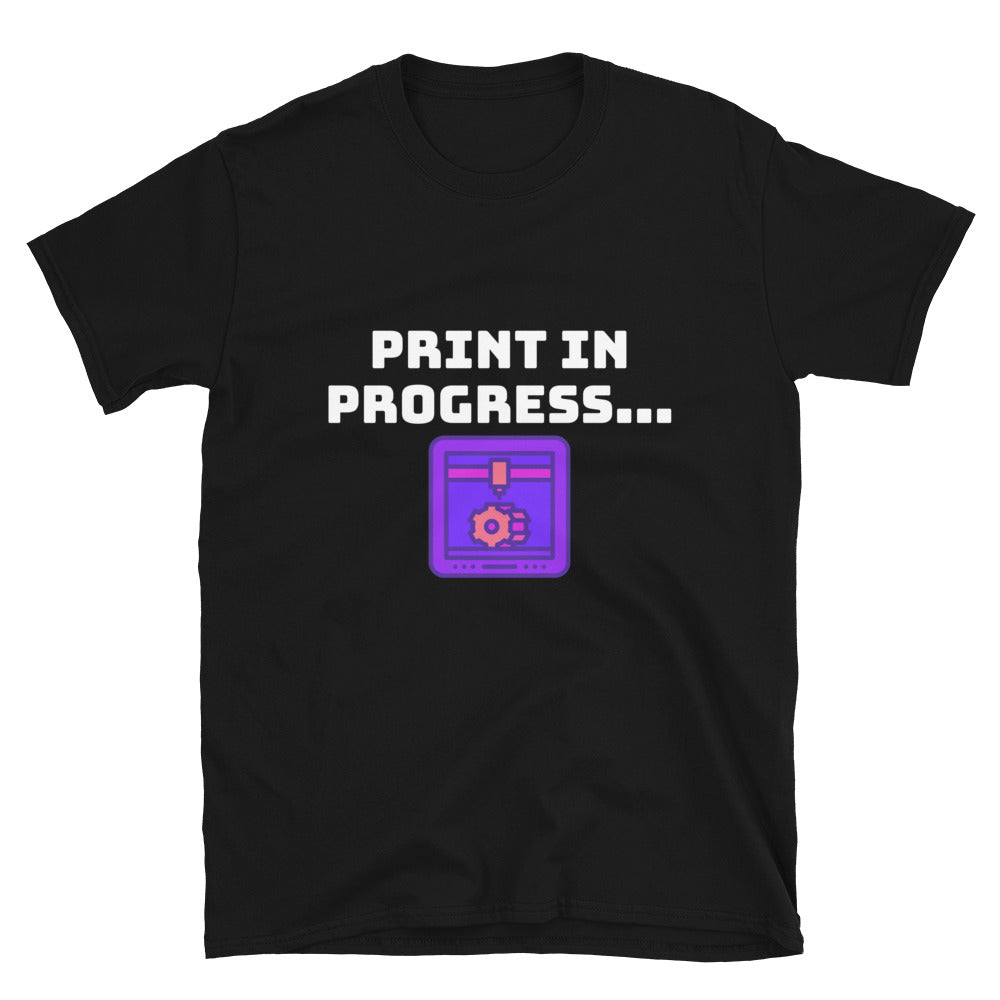 Funny 3D Printer Print in Progress T-shirt Black