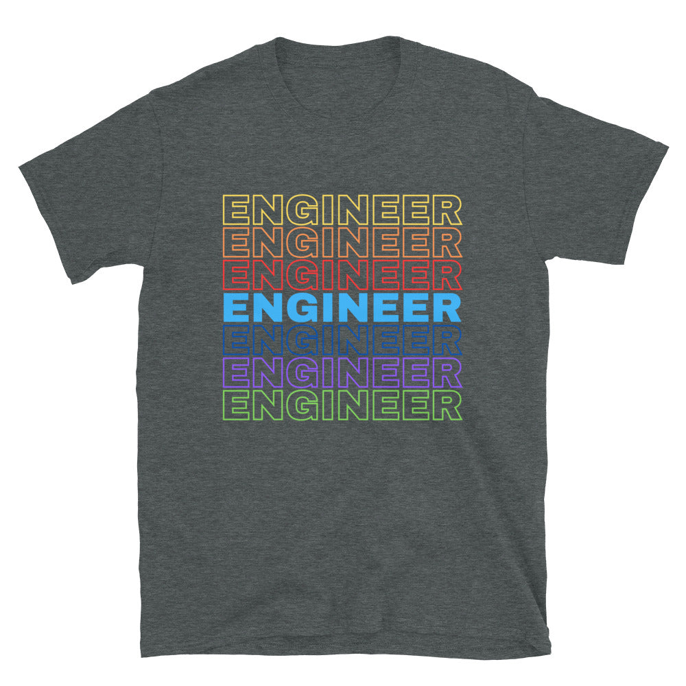 Funky Colourful Engineer Rainbow T-shirt Dark Heather