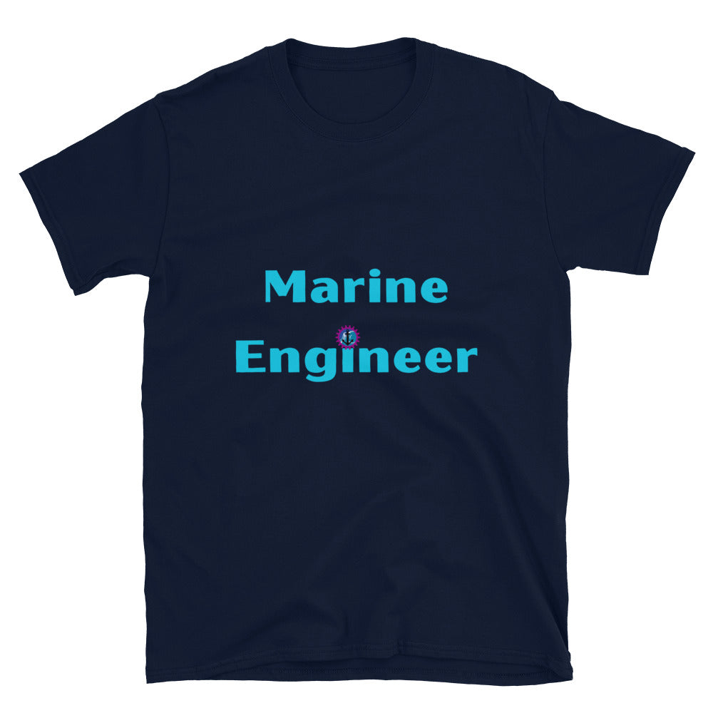 Marine Engineer T-shirt. Marine Engineering Top with cogs and anchor Navy