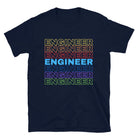 Funky Colourful Engineer Rainbow T-shirt Navy