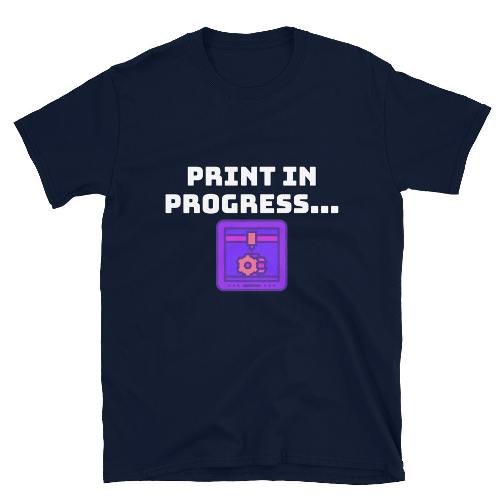 Funny 3D Printer Print in Progress T-shirt Navy