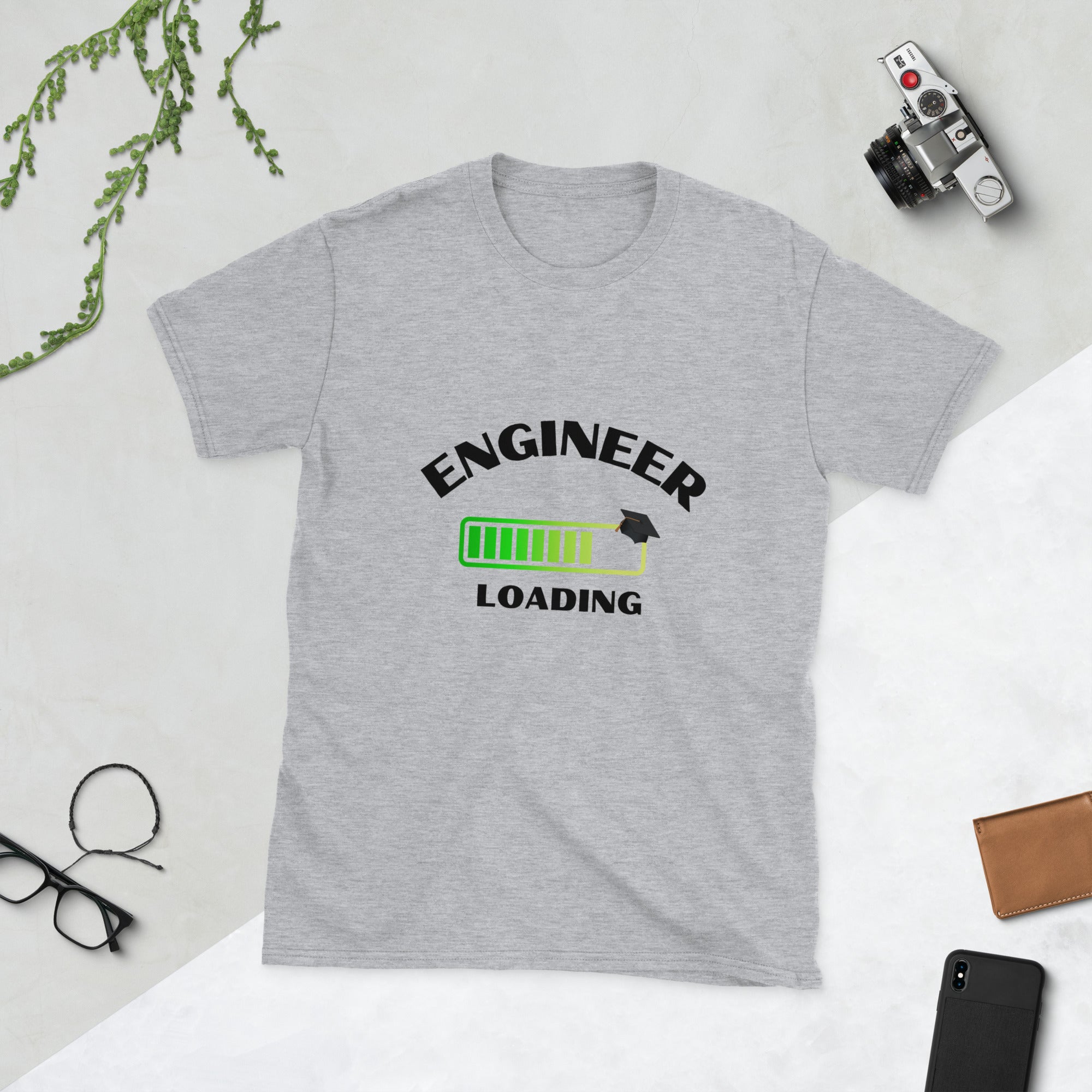 Engineer Loading T-shirt. Funny Engineering Graduation Top Sport Grey