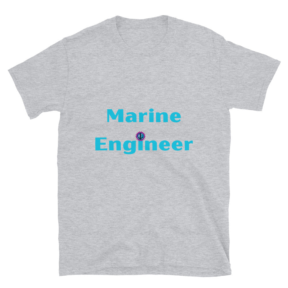 Marine Engineer T-shirt. Marine Engineering Top with cogs and anchor Sport Grey