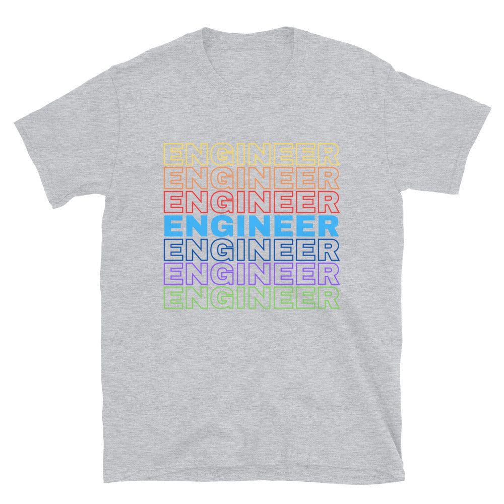 Funky Colourful Engineer Rainbow T-shirt Sport Grey