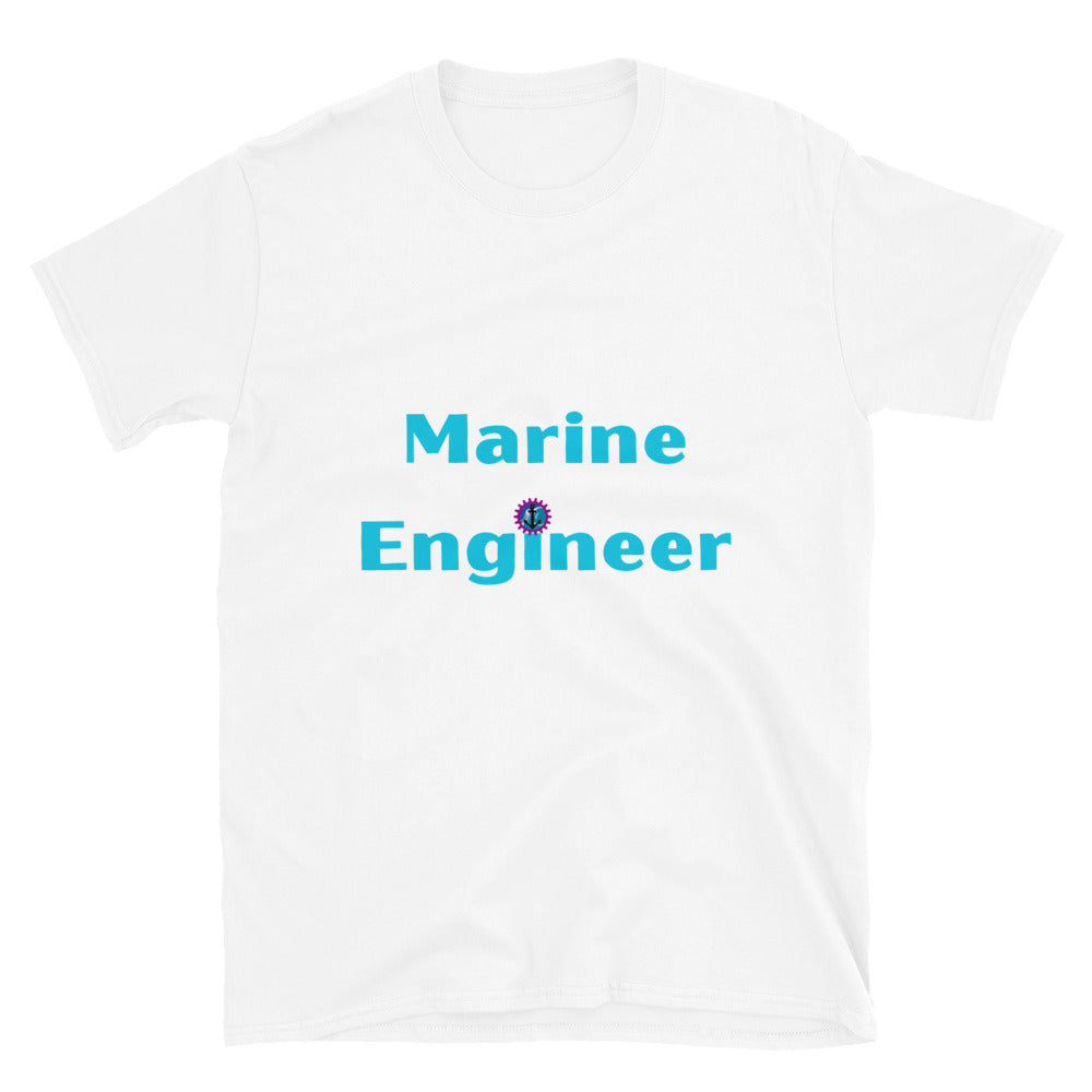 Marine Engineer T-shirt. Marine Engineering Top with cogs and anchor White