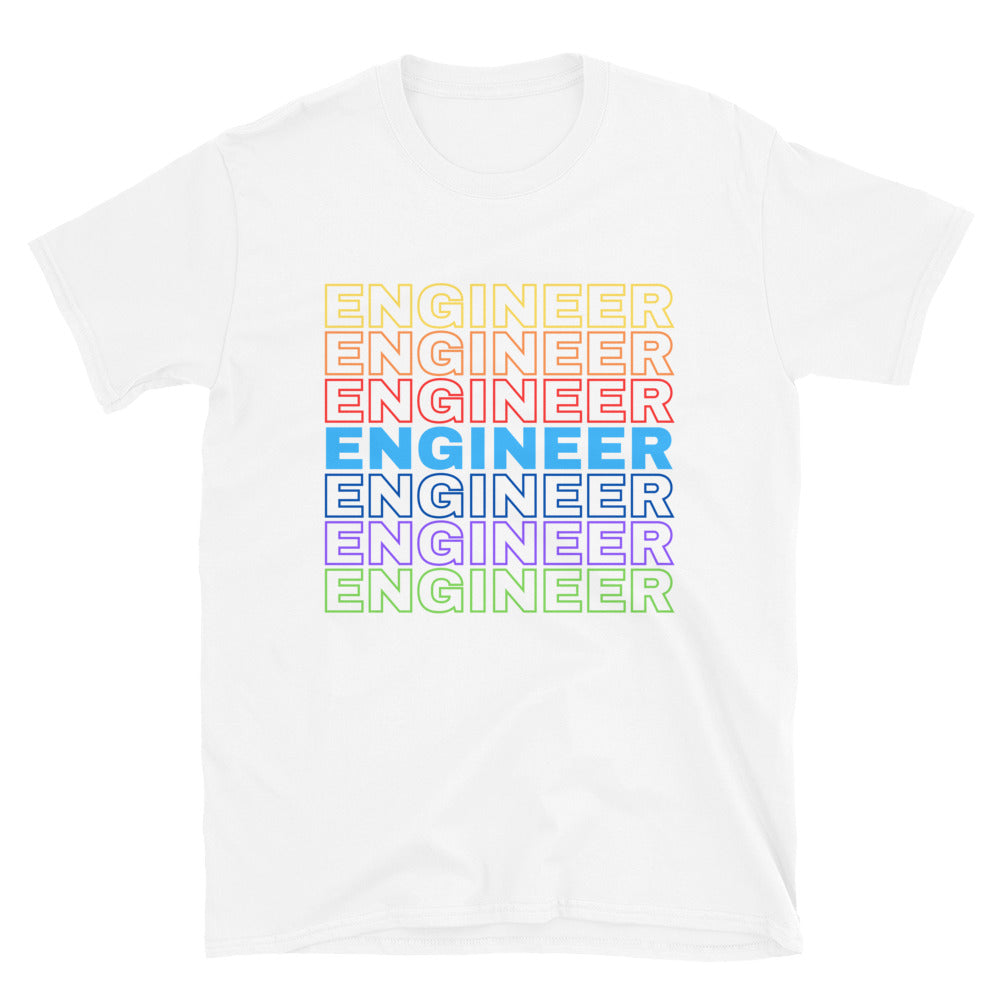 Funky Colourful Engineer Rainbow T-shirt White