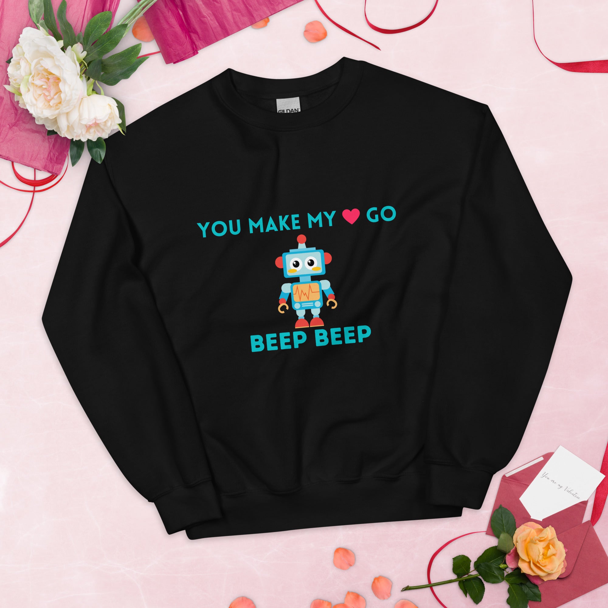 You make my heart go beep beep Robot Sweatshirt Black