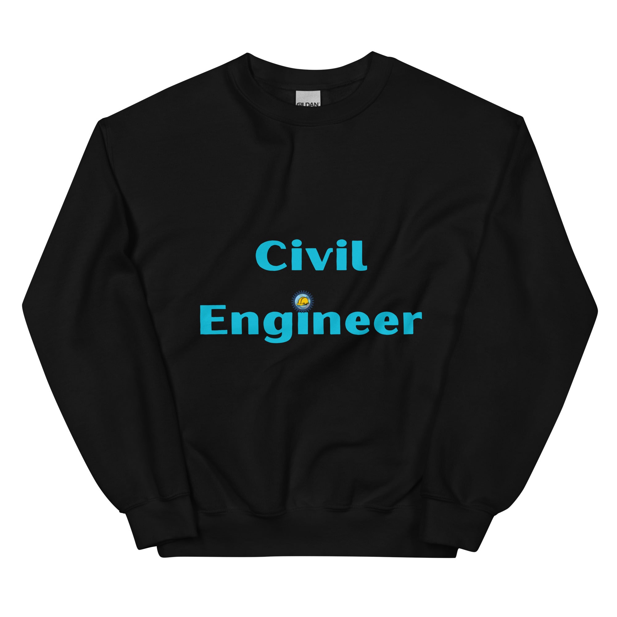 Civil Engineer Cogs and Hardhat Sweatshirt Black