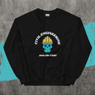 Join the Civil Engineers Club Sweatshirt. Skull Biker Engineer Top Black