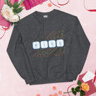 KISS Periodic Table Elements with mini hearts Sweatshirt. Geeky Valentine's Gift Dark Heather