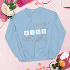 KISS Periodic Table Elements with mini hearts Sweatshirt. Geeky Valentine's Gift Light Blue