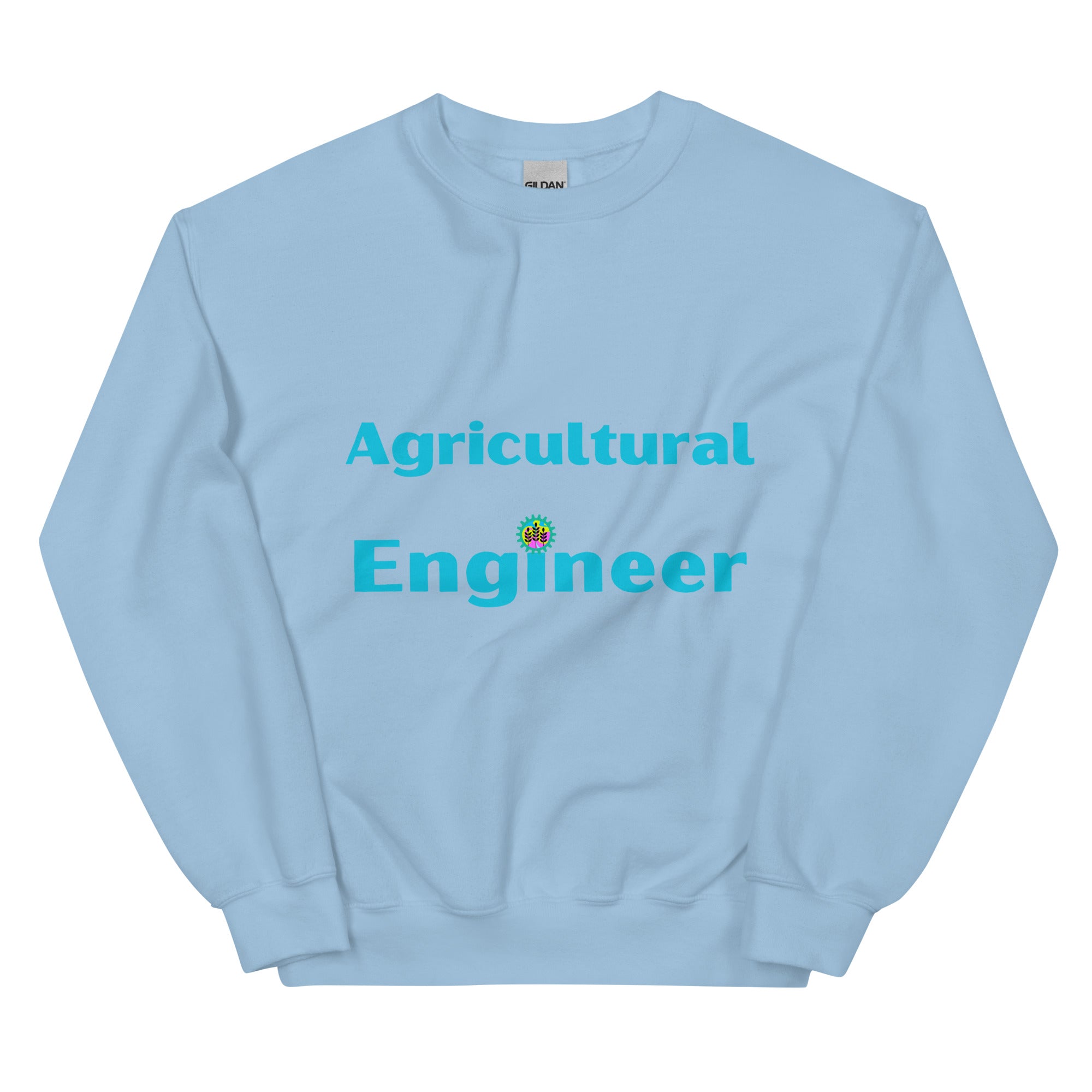 Agricultural Engineer Cogs and Plant Sweatshirt Light Blue