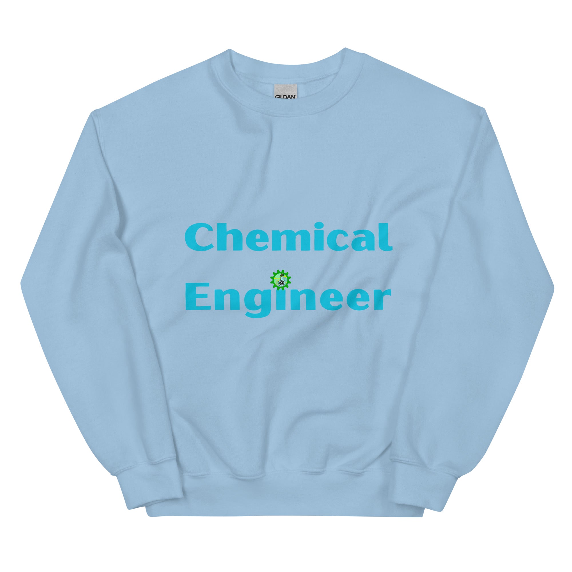 Chemical Engineer Cogs and Flask Sweatshirt Light Blue