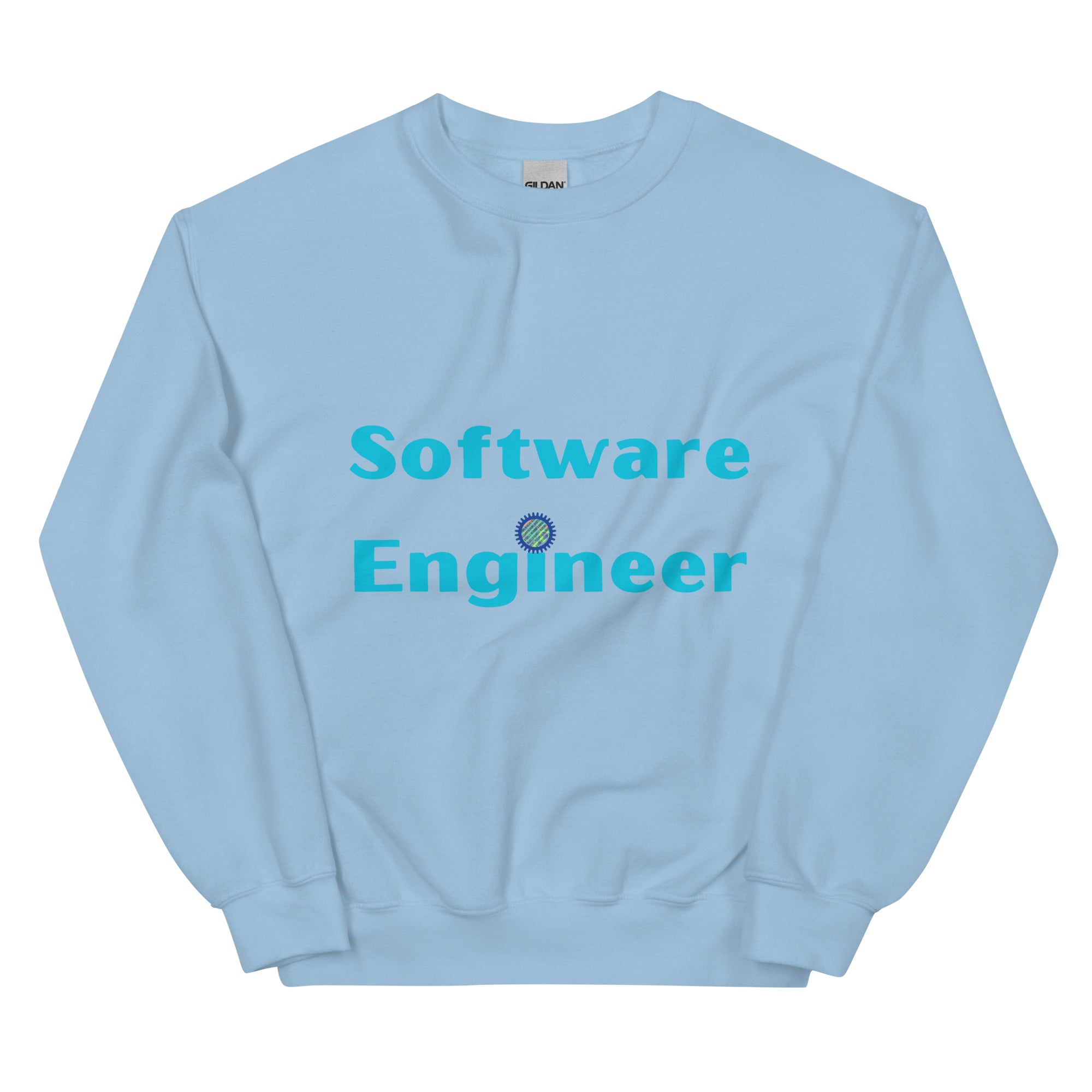 Software Engineer Sweatshirt. Software Engineering with cogs and binary code Top Light Blue