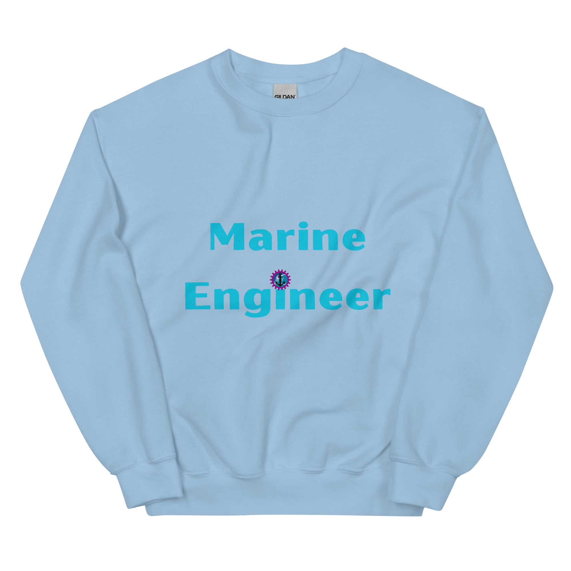 Marine Engineer Sweatshirt. Marine Engineering with anchor Top Light Blue