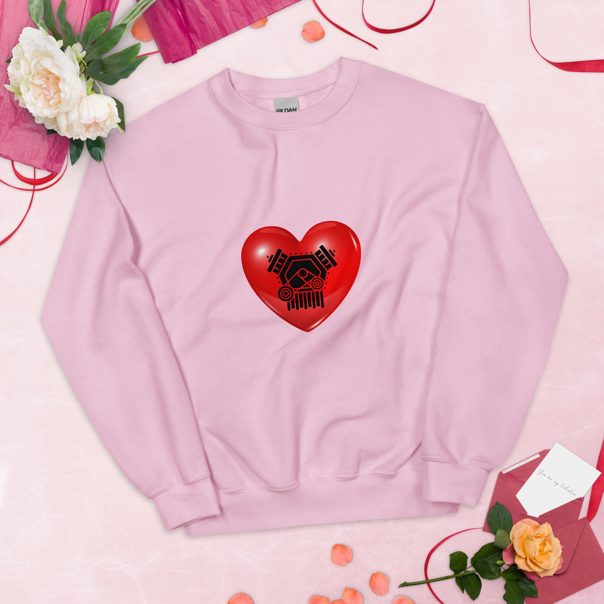 Love Engine Valentine Engineer Sweatshirt Light Pink