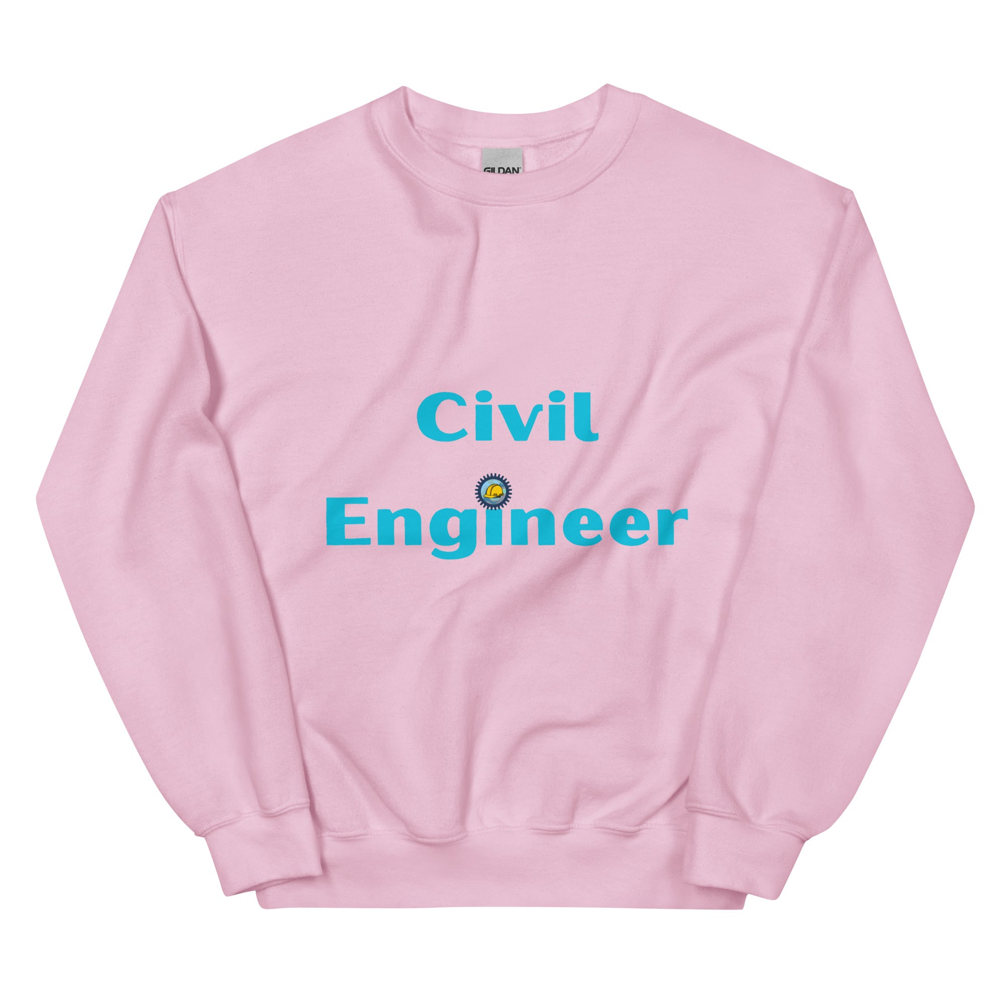 Civil Engineer Cogs and Hardhat Sweatshirt Light Pink