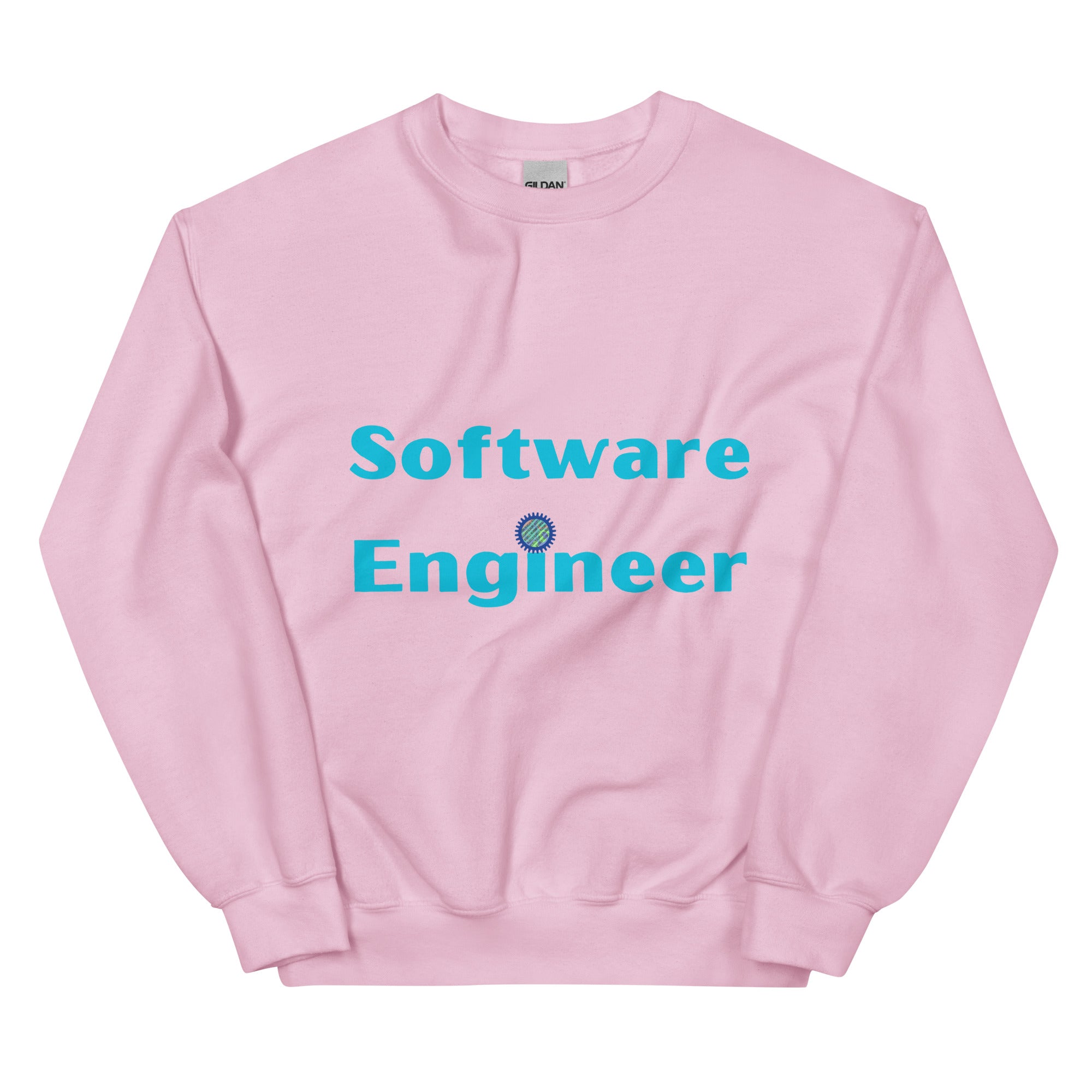 Software Engineer Sweatshirt. Software Engineering with cogs and binary code Top Light Pink