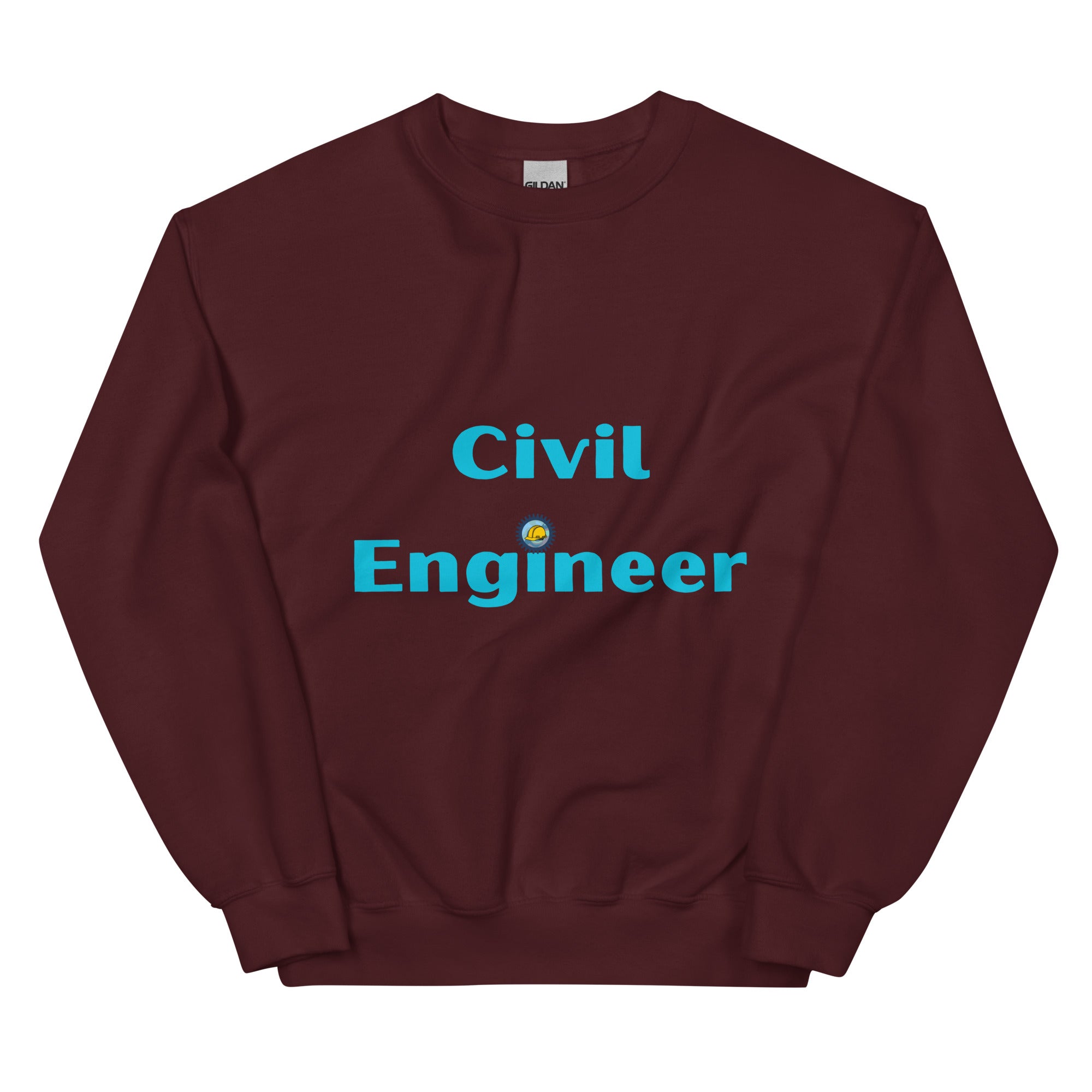 Civil Engineer Cogs and Hardhat Sweatshirt Maroon