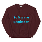 Software Engineer Sweatshirt. Software Engineering with cogs and binary code Top Maroon