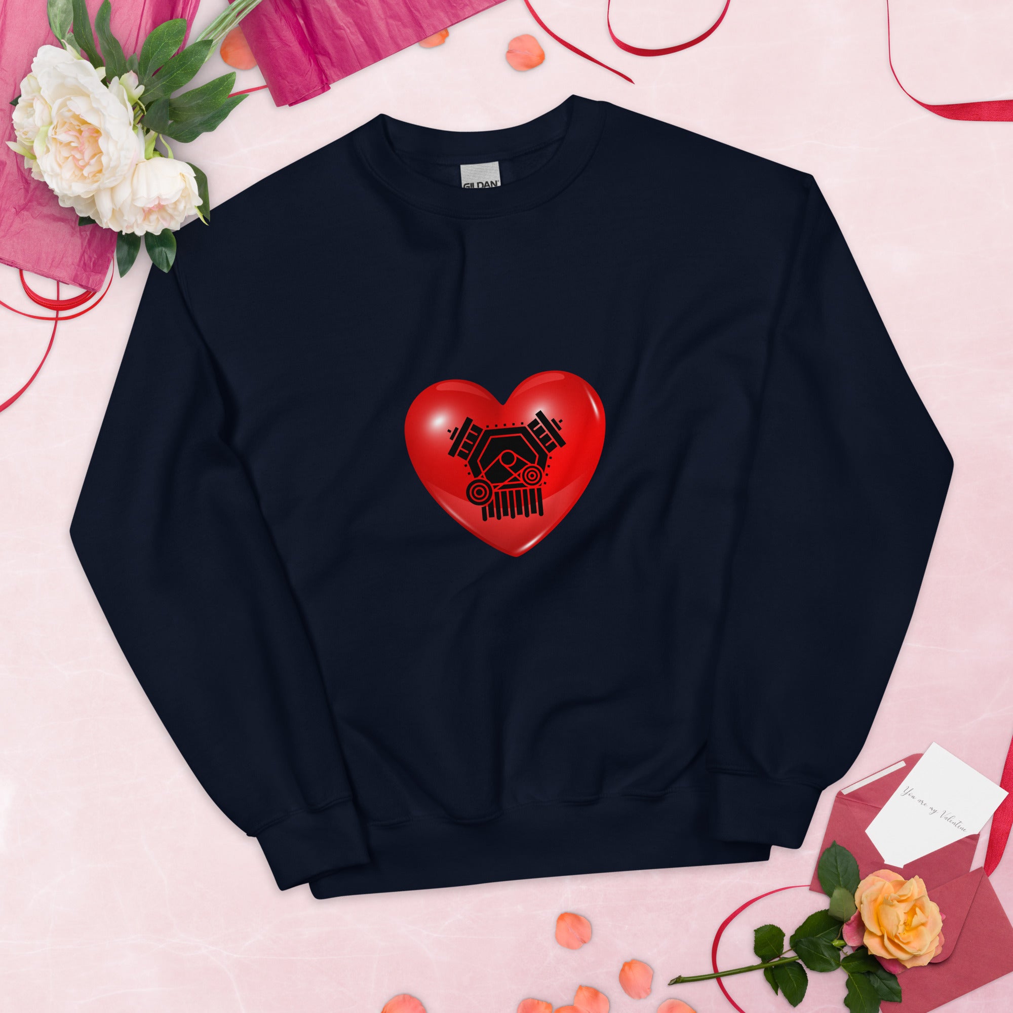 Love Engine Valentine Engineer Sweatshirt Navy