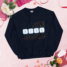 KISS Periodic Table Elements with mini hearts Sweatshirt. Geeky Valentine's Gift Navy