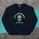 Join the Civil Engineers Club Sweatshirt. Skull Biker Engineer Top Navy