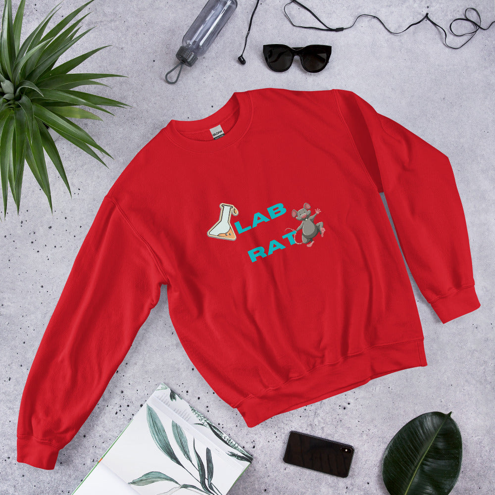 Lab Rat Sweatshirt. Science Lab Geek Top Red