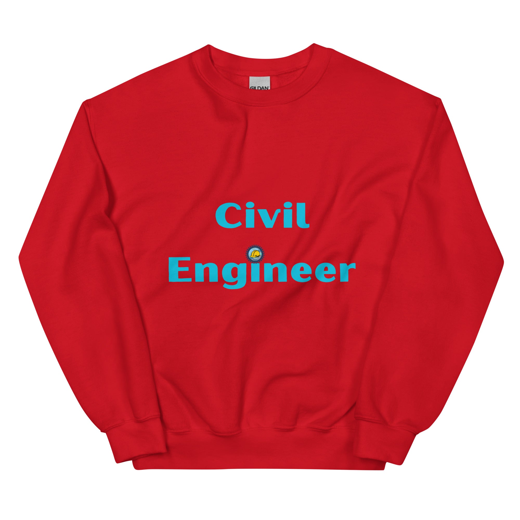 Civil Engineer Cogs and Hardhat Sweatshirt Red