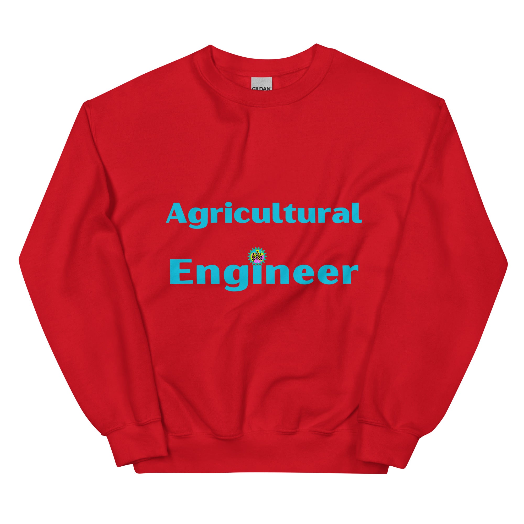 Agricultural Engineer Cogs and Plant Sweatshirt Red