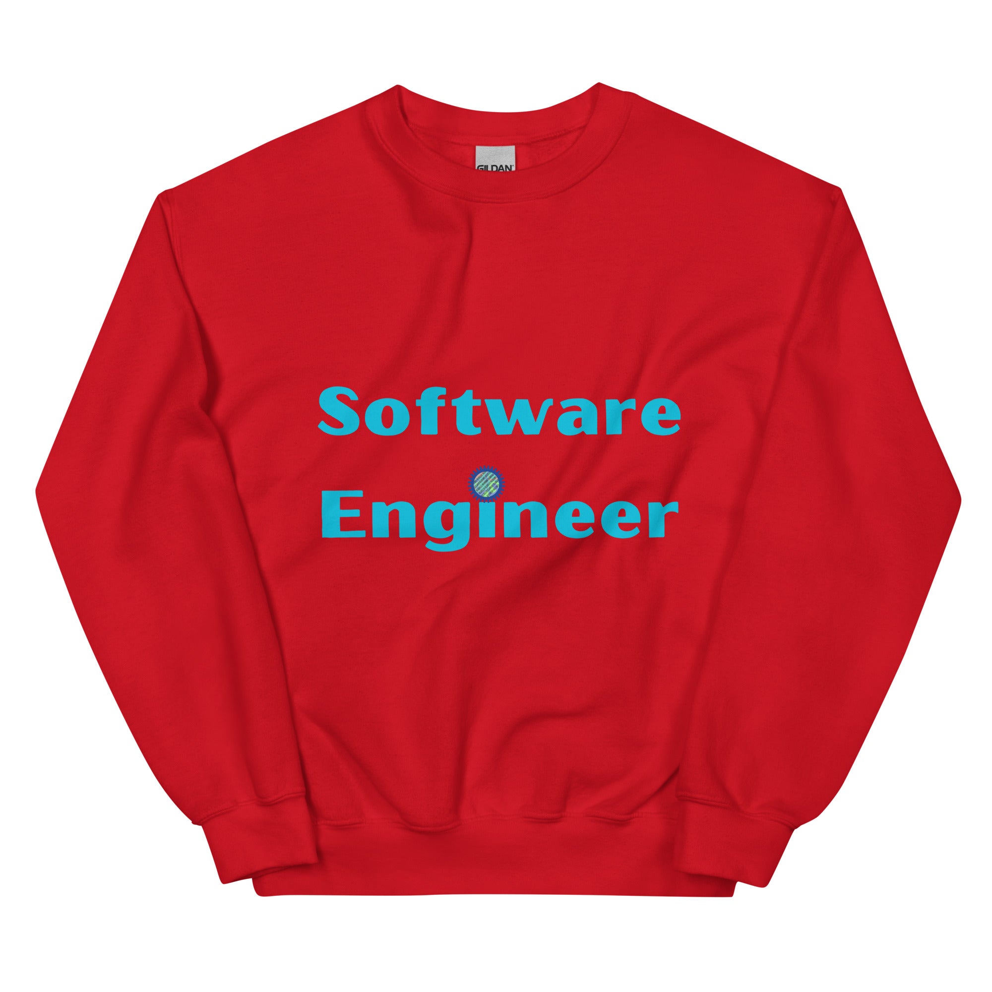 Software Engineer Sweatshirt. Software Engineering with cogs and binary code Top Red