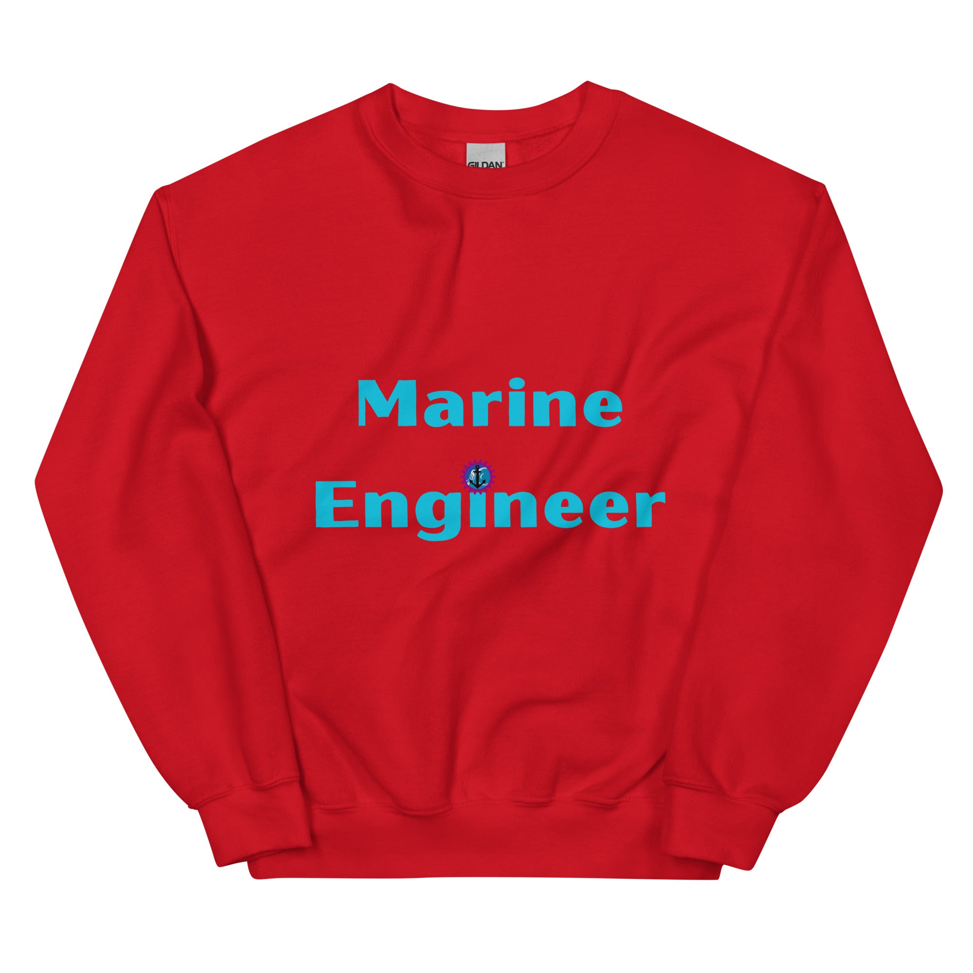 Marine Engineer Sweatshirt. Marine Engineering with anchor Top Red